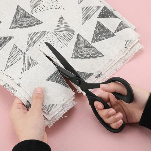 Black Sewing Scissors - 10" Sharp Stainless Steel Fabric Shears, Anti-Rust & Comfort Grip for Crafting, Dressmaking, Leather, Yarn and DIY in Kuwait