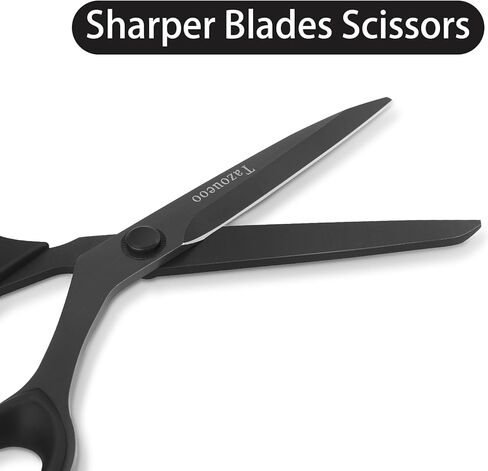 Black Sewing Scissors - 10" Sharp Stainless Steel Fabric Shears, Anti-Rust & Comfort Grip for Crafting, Dressmaking, Leather, Yarn and DIY in Kuwait