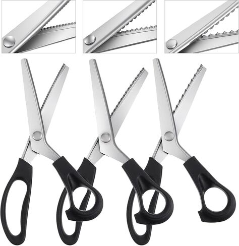 3 Pack Pinking Shears 3mm/5mm/7mm Scalloped Scissors 9.2'' Serrated Zig Zag Scissors Handheld Jagged Dressmaking Supply for Fabric Leather Crafts Paper Cutting in Kuwait
