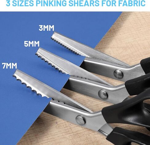3 Pack Pinking Shears 3mm/5mm/7mm Scalloped Scissors 9.2'' Serrated Zig Zag Scissors Handheld Jagged Dressmaking Supply for Fabric Leather Crafts Paper Cutting in Kuwait