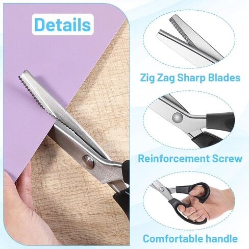 3 Pack Pinking Shears 3mm/5mm/7mm Scalloped Scissors 9.2'' Serrated Zig Zag Scissors Handheld Jagged Dressmaking Supply for Fabric Leather Crafts Paper Cutting in Kuwait