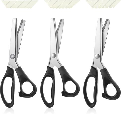 3 Pack Pinking Shears 3mm/5mm/7mm Scalloped Scissors 9.2'' Serrated Zig Zag Scissors Handheld Jagged Dressmaking Supply for Fabric Leather Crafts Paper Cutting in Kuwait