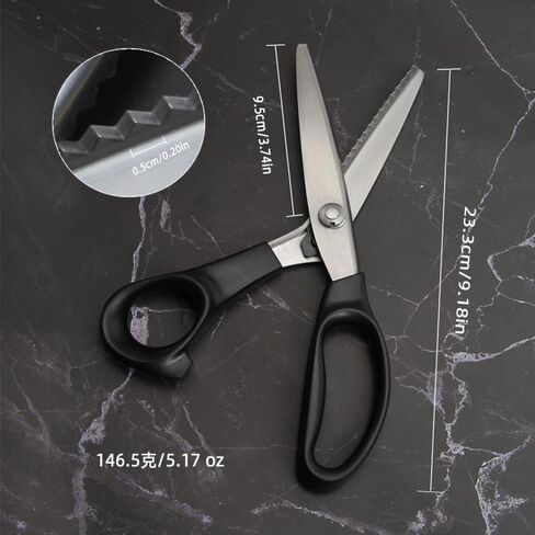 Professional Pinking Shears for Fabric, Zig Zag Serrated Tailor Scissors, Stainless Steel No-Fray Sewing Scissors for Cloth Cutting DIY Dressmaking Crafting in Kuwait