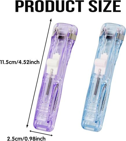 2Pcs Portable Clam Clip Pusher with 100 Reusable Push Clips, Portable Paper Binder Clip Stapler Dispenser Silver & Colorful Metal Office Supplies in Clear Box for Home Organization School Office in Kuwait
