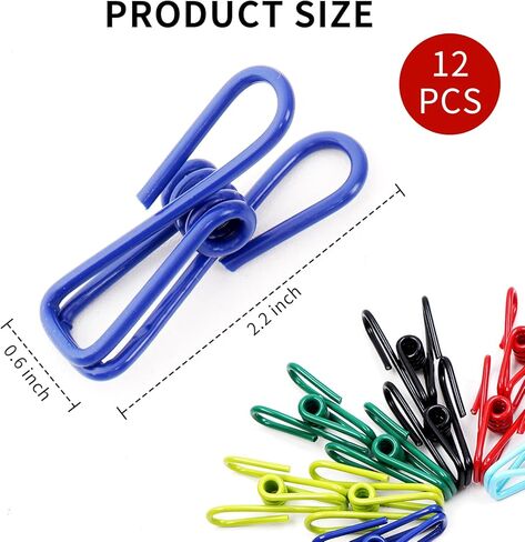 12 Pack Assorted Chip Bag Clips Utility, 2 Inch PVC-Coated Steel Clip for Parper, Multicolor in Kuwait