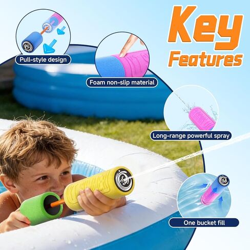 Water Guns for Kids Adults Toddler, High-Capacity Foam Squirt Gun Toy, Summer Fun Water Toys for Pool Outdoor Beach Games, Water Blaster for Ages 4-8 8-12 Boys Backyard Party Play(6.3" 18PCS) in Kuwait