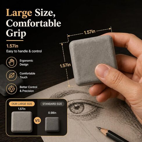 1 Pack Kneaded Eraser Moldable Art Eraser Kneadable Eraser for Artists Drawing Sketching Charcoal Pencil Large Size Grey with Storage Case in Kuwait