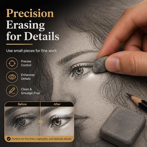 1 Pack Kneaded Eraser Moldable Art Eraser Kneadable Eraser for Artists Drawing Sketching Charcoal Pencil Large Size Grey with Storage Case in Kuwait