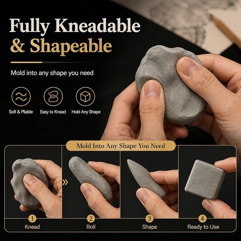 1 Pack Kneaded Eraser Moldable Art Eraser Kneadable Eraser for Artists Drawing Sketching Charcoal Pencil Large Size Grey with Storage Case in Kuwait