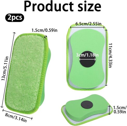 2 Pcs Chalkboard Eraser – Microfiber Dustless Chalk Eraser Washable & Reusable, Magnetic Multipurpose Erase Board Cleaner with Microfiber Cloth for Markers, Chalk, Whiteboard, Blackboard in Kuwait