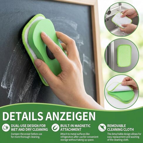 2 Pcs Chalkboard Eraser – Microfiber Dustless Chalk Eraser Washable & Reusable, Magnetic Multipurpose Erase Board Cleaner with Microfiber Cloth for Markers, Chalk, Whiteboard, Blackboard in Kuwait