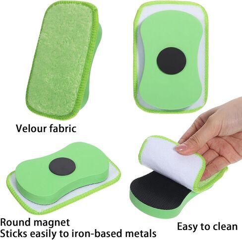 2 Pcs Chalkboard Eraser – Microfiber Dustless Chalk Eraser Washable & Reusable, Magnetic Multipurpose Erase Board Cleaner with Microfiber Cloth for Markers, Chalk, Whiteboard, Blackboard in Kuwait