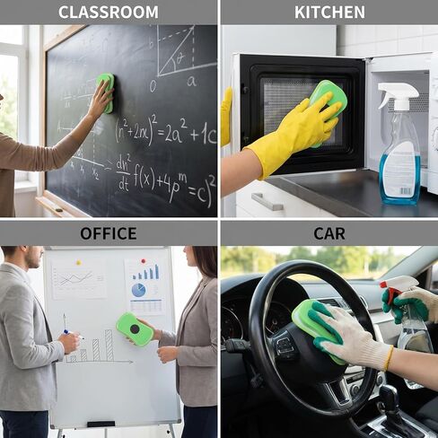 2 Pcs Chalkboard Eraser – Microfiber Dustless Chalk Eraser Washable & Reusable, Magnetic Multipurpose Erase Board Cleaner with Microfiber Cloth for Markers, Chalk, Whiteboard, Blackboard in Kuwait