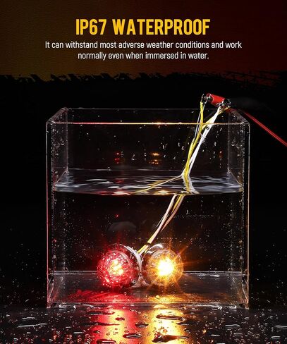 Partsam 10 Pcs 3/4 inch Red LED Watermelon Side Marker Dual Function Strobe + Marker Lights, 12V Side Clearance Tail Griller Flash Lights Turn Signal Warning Waterproof Light for Trailer Truck RV in Kuwait