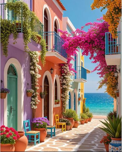 ajepon Landscape Paint by Numbers Kit for Adults - Painting by Number Kits Beautiful Landscape, Seaside Scenery Adults Paint by Numbers Kits on Canvas Without Frame for Home Wall Decor 16X20inch in Kuwait