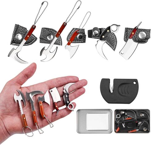 Mini Knife Set Tiny Knife EDC Knife for Package Opener, Letter Opener, Collection, Mini Knives Set with Sheath and Sharpener(Silver-5Pcs) in Kuwait
