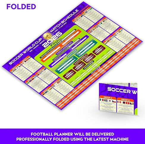 2026 World Soccer Tournament Wall Chart – A1 Size Football Bracket Poster 33.1"x23.4", US Kick Off Times, Fixtures, Stadiums & Host Cities in Kuwait
