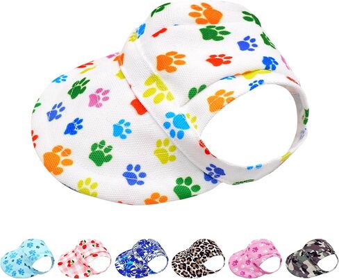 PET SHOW Dog Baseball Cap Dog Paw Print Peaked Cap Pet Sun Hats with Ear Holes Sport Hat for Medium Large Doggies Adjustable Drawstring Puppies Cats Visor Hat Girls Boys Pink/M in Saudi Arabia