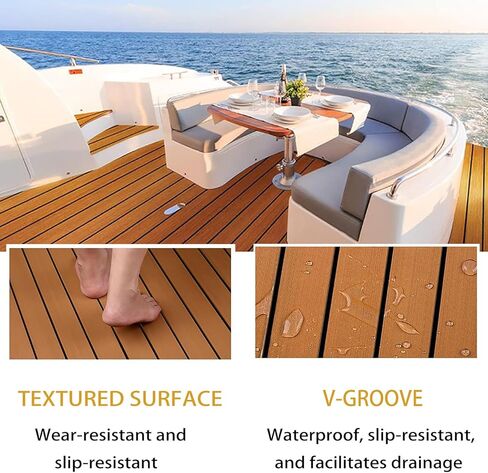 Boat Flooring Mat for Alumacraft Waterfowler 185 2010–2026, Marine EVA Deck Pad Non-Slip Self Adhesive 6mm Thick, Extra Large Cut to Fit Teak Sheet,B 2400x900x6mm in Saudi Arabia