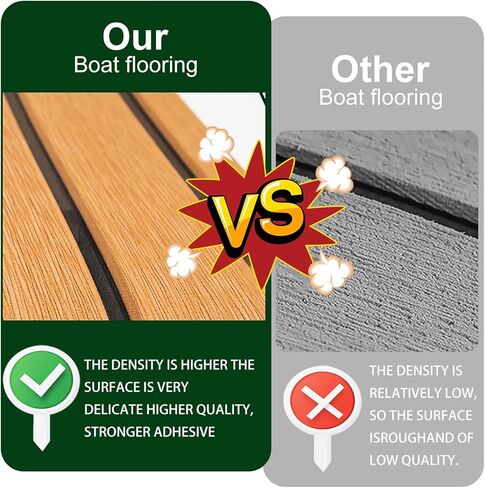Boat Flooring Mat for Alumacraft Waterfowler 185 2010–2026, Marine EVA Deck Pad Non-Slip Self Adhesive 6mm Thick, Extra Large Cut to Fit Teak Sheet,B 2400x900x6mm in Saudi Arabia