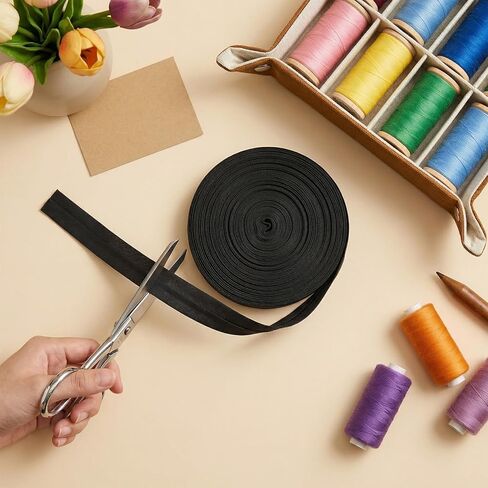 DOPENSPI 21.8 Yards Bias Tape, 1/2 Inch BiasTapes for Sewing Cotton Black Bias Binding Tape Hemming Tapes for DIY Sewing Seaming Piping Hemming Binding Crafts in Kuwait