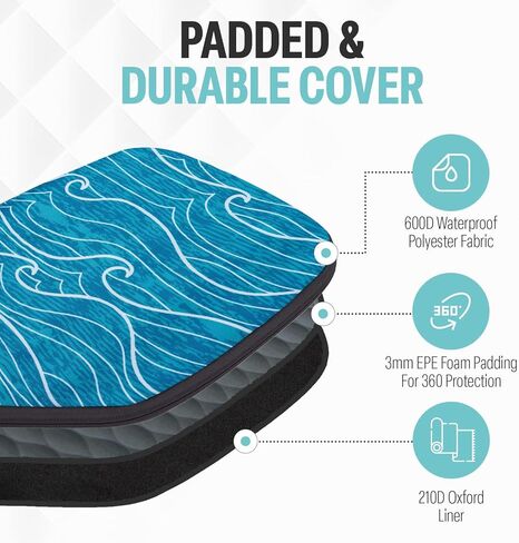 غطاء مجداف Palms-O-Aces Pickleball | كم مجاذيف كرة البيسبول مبطن من القماش مع سحاب | حقيبة مجداف واقية خفيفة الوزن للمجاديف القياسية | ملحق غطاء المجداف in Kuwait