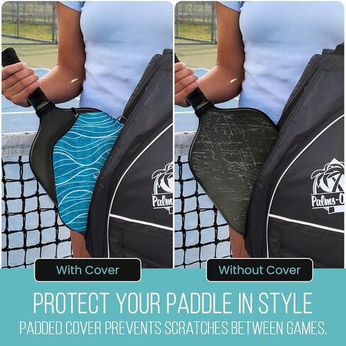 غطاء مجداف Palms-O-Aces Pickleball | كم مجاذيف كرة البيسبول مبطن من القماش مع سحاب | حقيبة مجداف واقية خفيفة الوزن للمجاديف القياسية | ملحق غطاء المجداف in Kuwait