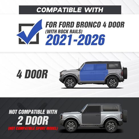 YZONA for Bronco Two Stairs Design Running Boards Side Steps Compatible with 2021 2022 2023 2024 2025 2026 Ford Bronco 4 Doors (Not for Sport Model), Nerf Bars Step Plates Rock Sliders Rail in Kuwait