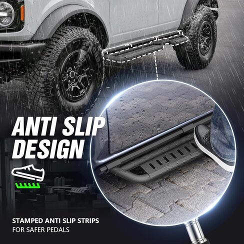 YZONA for Bronco Two Stairs Design Running Boards Side Steps Compatible with 2021 2022 2023 2024 2025 2026 Ford Bronco 4 Doors (Not for Sport Model), Nerf Bars Step Plates Rock Sliders Rail in Kuwait