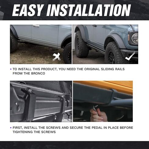 YZONA for Bronco Two Stairs Design Running Boards Side Steps Compatible with 2021 2022 2023 2024 2025 2026 Ford Bronco 4 Doors (Not for Sport Model), Nerf Bars Step Plates Rock Sliders Rail in Kuwait