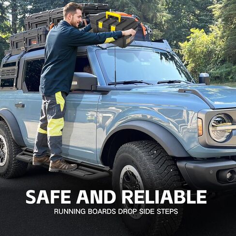YZONA for Bronco Two Stairs Design Running Boards Side Steps Compatible with 2021 2022 2023 2024 2025 2026 Ford Bronco 4 Doors (Not for Sport Model), Nerf Bars Step Plates Rock Sliders Rail in Kuwait