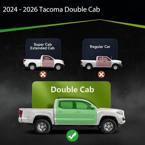 لوحات تشغيل AUTOSAVER88 مقاس 6 بوصات متوافقة مع هيكل تاكوما الجديد 2024-2026 كابينة مزدوجة/كابينة طاقم، خطوات جانبية من الفولاذ المقاوم للصدأ قضبان نيرف مطلية بمسحوق أسود in Kuwait