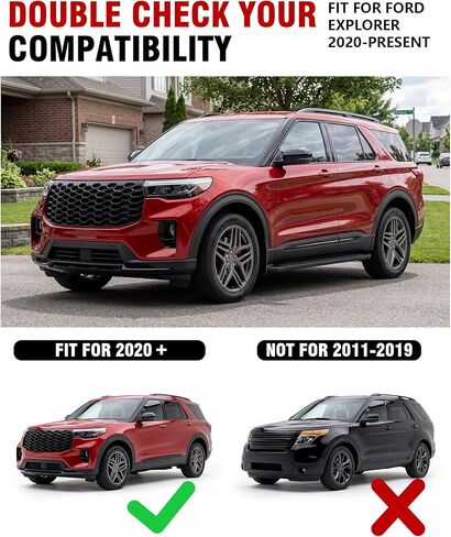 خطوات جانبية لألواح الجري مناسبة لسيارة Ford Explorer 2020-2026، سهلة التركيب، قضبان نيرف من الألومنيوم شديدة التحمل بوزن 500 رطل مع لوحتين أماميتين من الطين، دخول وخروج آمن للعائلة، حماية للجسم in Kuwait