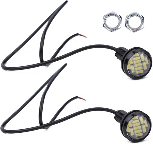 ضوء LED للسيارة 12 فولت 15 وات 23 ملم ABS مقاوم للماء عالي السطوع لعكس مواقف السيارات الاحتياطية لـ DRL أبيض 2 حزمة in Kuwait