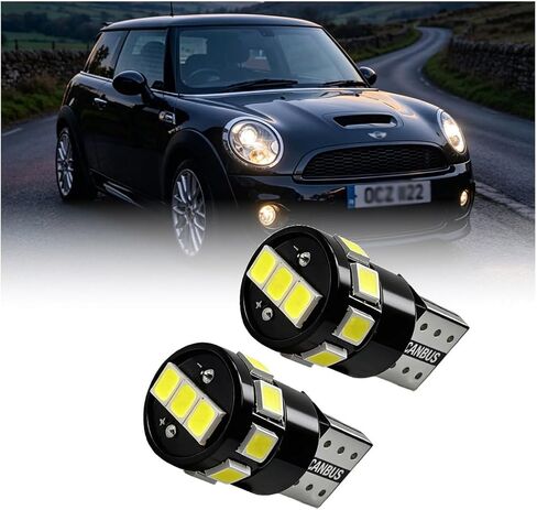 2x T10 2825 W5W LED لمبات إضاءة القيادة لميني كوبر R56 كلوبمان R55، 6000K أبيض فائق السطوع 400% أكثر سطوعًا 168 194 لمبة إسفين، التوصيل والتشغيل 12 فولت، حزمة من 2 in Kuwait