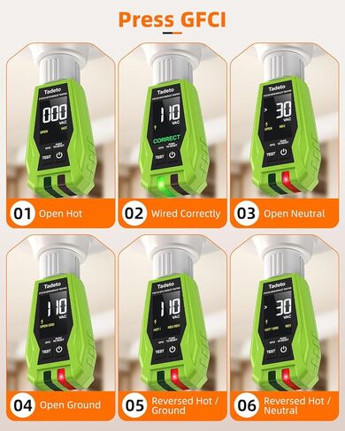 Tadeto Circuit Breaker Finder Tool with Outlet Tester, Quickly GFCI, Voltage, Electric Tester with Dual LCD Display, Light Socket and 3-2 Prong Grounding Adapter, Alligator Clip Adapter (Green) in Kuwait