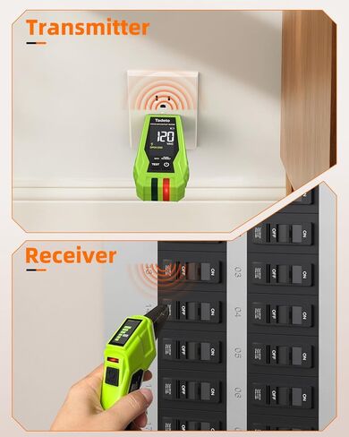 Tadeto Circuit Breaker Finder Tool with Outlet Tester, Quickly GFCI, Voltage, Electric Tester with Dual LCD Display, Light Socket and 3-2 Prong Grounding Adapter, Alligator Clip Adapter (Green) in Kuwait