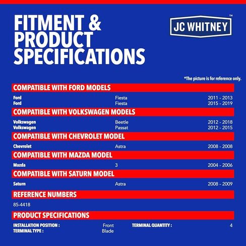 JC Whitney JFBAJCWWIM00001 Front Windshield Wiper Motor - Compatible with Mazda 3 2004-2006, Volkswagen Passat 2012-2015, Beetle 2012-2018, Ford Fiesta 2011-2013&2015-2019, Astra 2008 in Kuwait