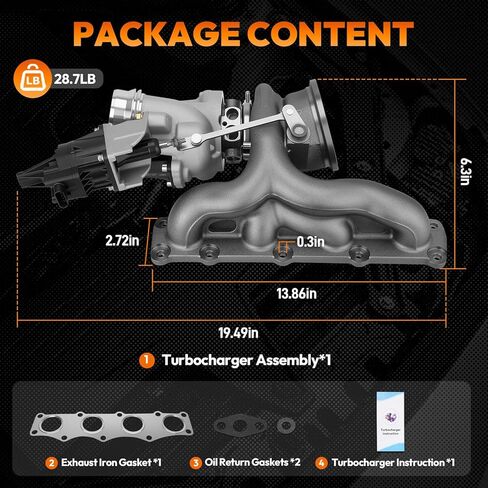 11657642469 Turbocharger with Electronic Actuator & Gaskets Compatible with BMW F22 F23 F30 F32 F10 E84 F25 F26 F15 E89, 228i 320i 328i 428i 528i X1 X3 X4 X5 Z4, N20 N26 2.0L L4, Replace # 11657635804 in Kuwait