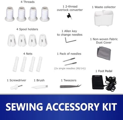 MILLEPUNTI MLD42 Serger Overlock & Serger Blades Set Replacement, 1300 RPM, 12 Built-in Stitches, 2-3-4 Thread Capability, Detachable Trim Trap, Metal Frame in Kuwait