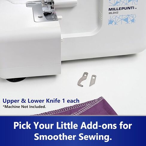 MILLEPUNTI MLD42 Serger Overlock & Serger Blades Set Replacement, 1300 RPM, 12 Built-in Stitches, 2-3-4 Thread Capability, Detachable Trim Trap, Metal Frame in Kuwait