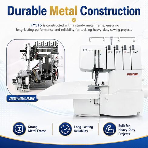 FEIYUE FY515 Serger Overlock Machine with Extension Table, 2/3/4 Thread Serger, Adjustable Differential Feed, Built-In Rolled Hem, Color-Coded Threading, Heavy-Duty Metal Frame in Kuwait