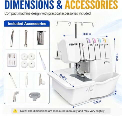 FEIYUE FY525 Serger Overlock Machine, 2/3/4 Thread Serger with Adjustable Differential Feed, 1200 Stitches per Minute, Built-In Rolled Hem, Color Coded Threading, Heavy-Duty Metal Frame, 6 LED Lights in Kuwait