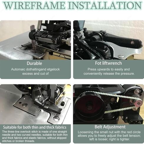 Industrial Overlock & Sewing Machine,Overlock Sewing Machine,3000 SPM High-Speed Serger with Metal Frame, Adjustable Stitch Length & Width for All Sewing Needs Black in Kuwait