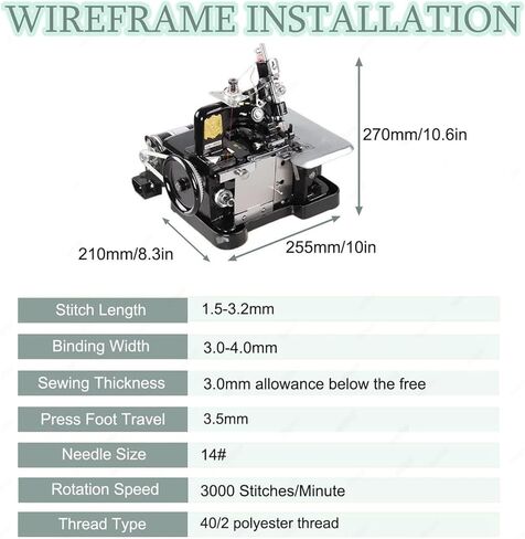 Industrial Overlock & Sewing Machine,Overlock Sewing Machine,3000 SPM High-Speed Serger with Metal Frame, Adjustable Stitch Length & Width for All Sewing Needs Black in Kuwait