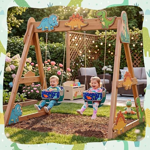 Chumia 3 Pcs Toddler Swing Cushion Baby Swings Outdoor Seat Insert Pad Compatible with Full Bucket Seat for Toddlers Age 1-3 Detachable Machine and Washable(Not Included Swing)(Dinosaurs) in Kuwait