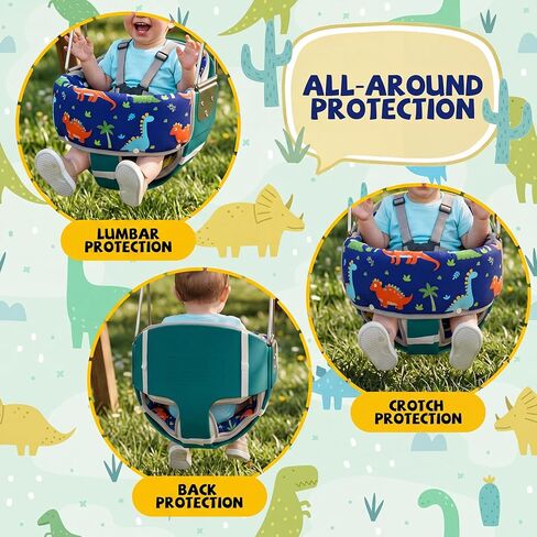 Chumia 3 Pcs Toddler Swing Cushion Baby Swings Outdoor Seat Insert Pad Compatible with Full Bucket Seat for Toddlers Age 1-3 Detachable Machine and Washable(Not Included Swing)(Dinosaurs) in Kuwait