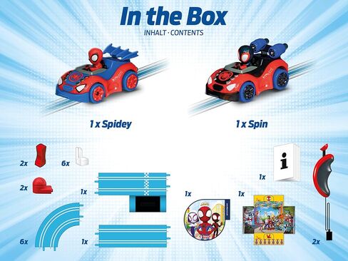 Carrera First Spidey - It's Spidey Time Slot Car Race Track - Includes 2 Cars: Spidey and Spin - Battery-Powered Beginner Toy Racing Set for Kids Ages 3 Years and Up in Kuwait