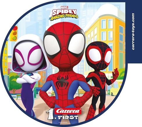 Carrera First Spidey - It's Spidey Time Slot Car Race Track - Includes 2 Cars: Spidey and Spin - Battery-Powered Beginner Toy Racing Set for Kids Ages 3 Years and Up in Kuwait