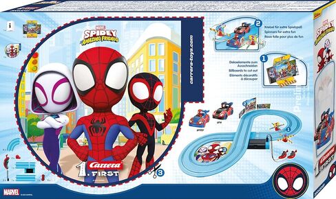 Carrera First Spidey - It's Spidey Time Slot Car Race Track - Includes 2 Cars: Spidey and Spin - Battery-Powered Beginner Toy Racing Set for Kids Ages 3 Years and Up in Kuwait